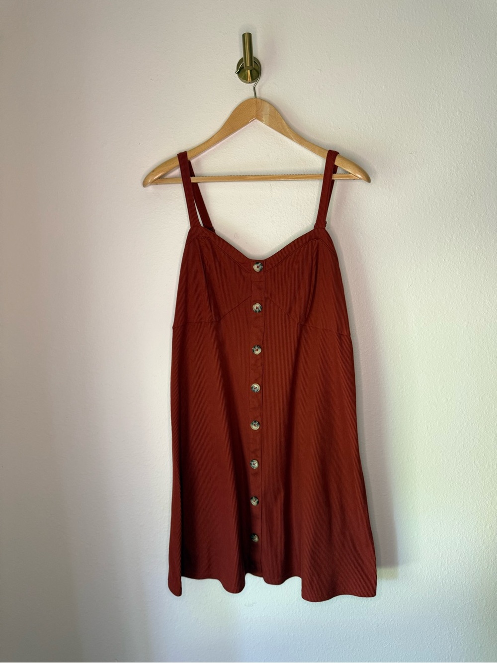 No Boundaries Rust Orange Ribbed Button Front Mini Dress size 2XL